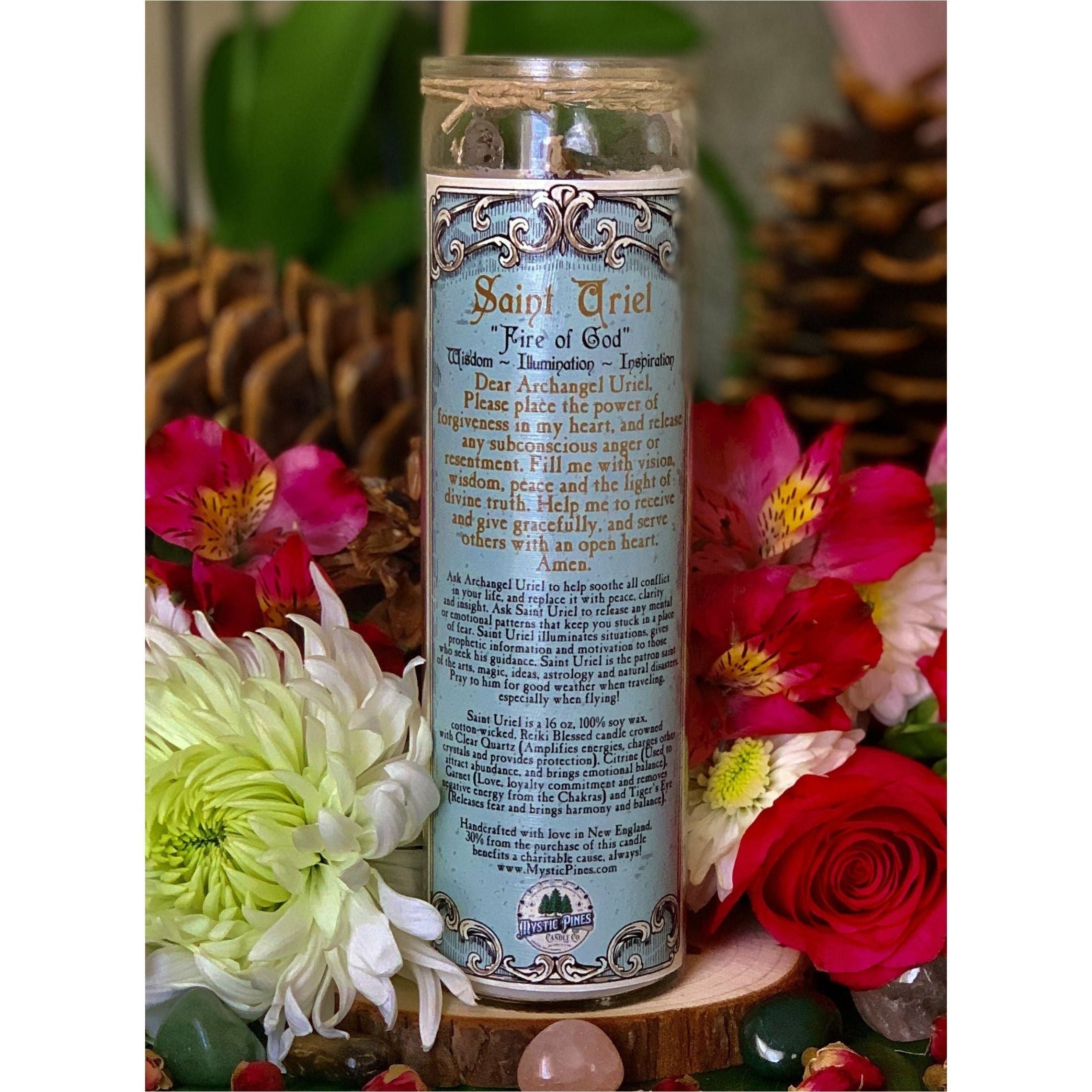 A very simple yet powerful prayer to Saint Uriel will be on the reverse of our candle.