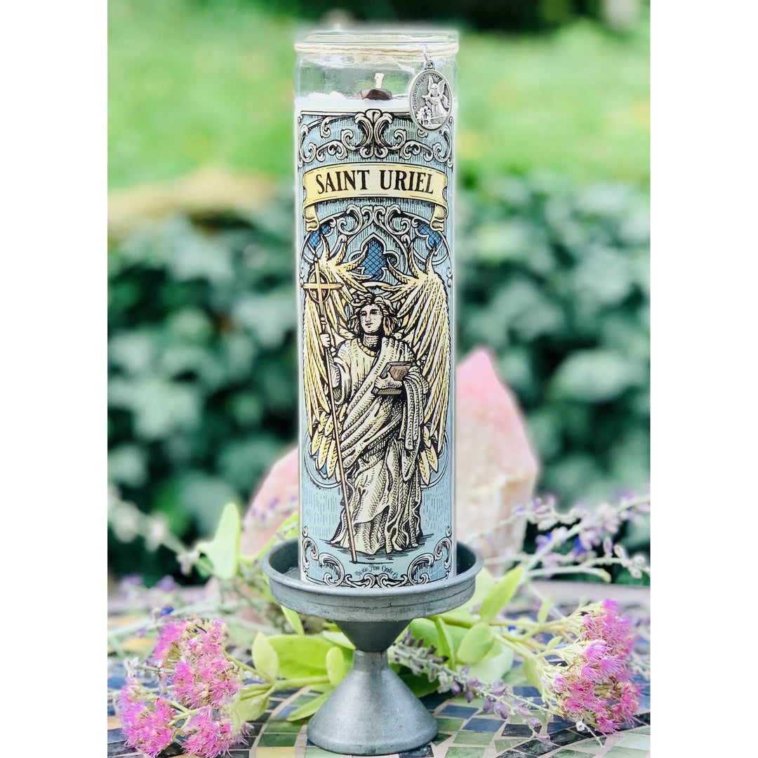 Archangel Saint Uriel 16 oz prayer jar.