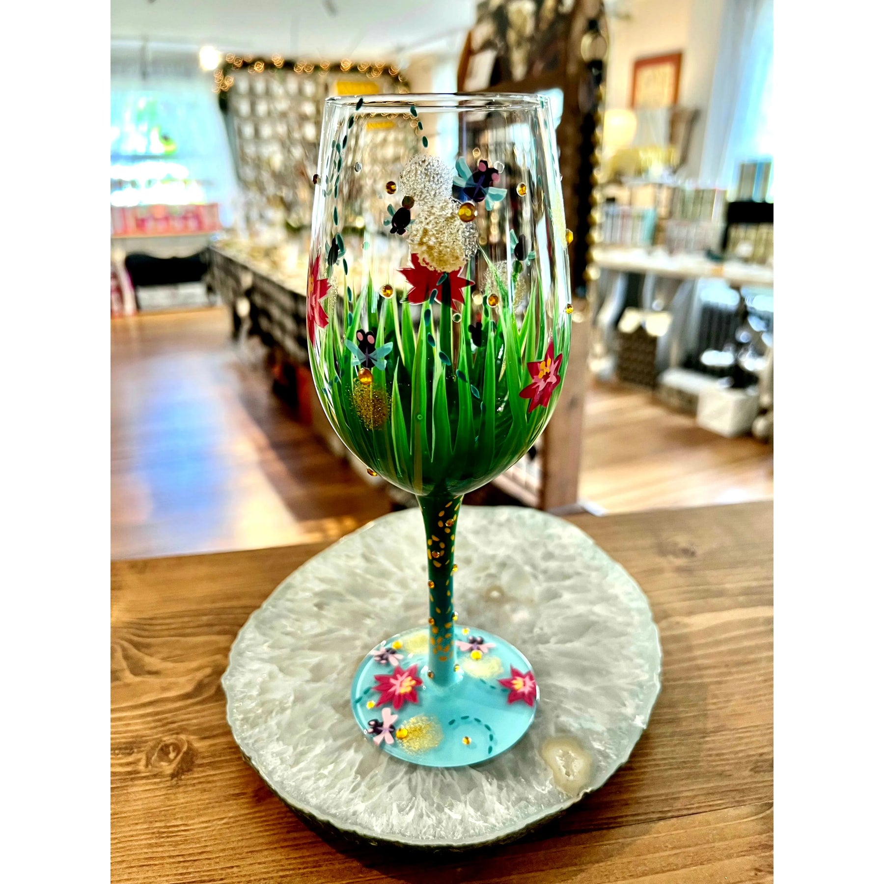 Enesco Designs By Lolita 'Shamrock' Hand-Painted Wine Glass - 15 Oz Colorful Artisan Gift